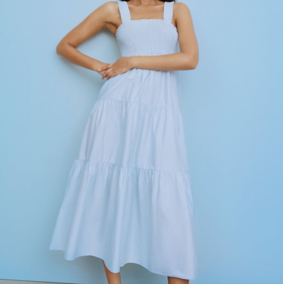 Zara Dresses & Skirts - ZARA TIERED POPLIN DRESS SIZE SMALL